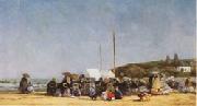 The Beach at Trouville Eugene Boudin